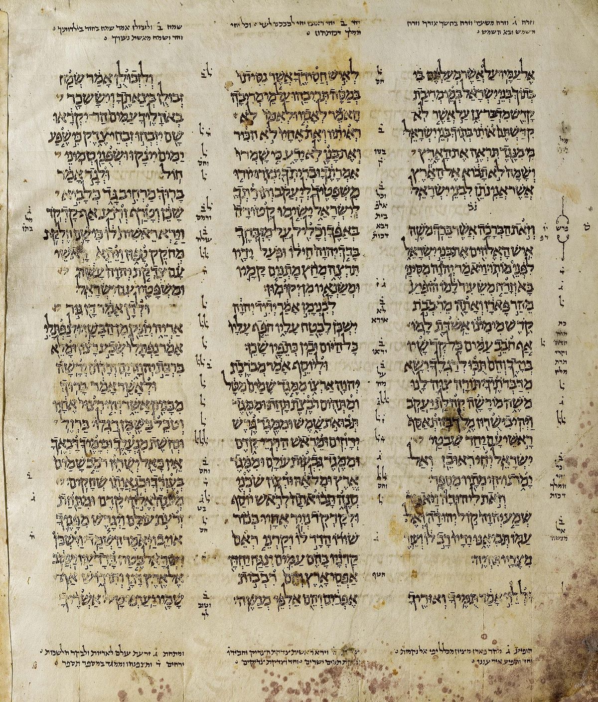 A page of the Aleppo Codex, the tenth-century Hebrew Bible manuscript kept for centuries by the Jewish community of Aleppo